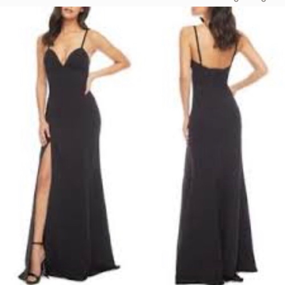 Dress the population long black dress.